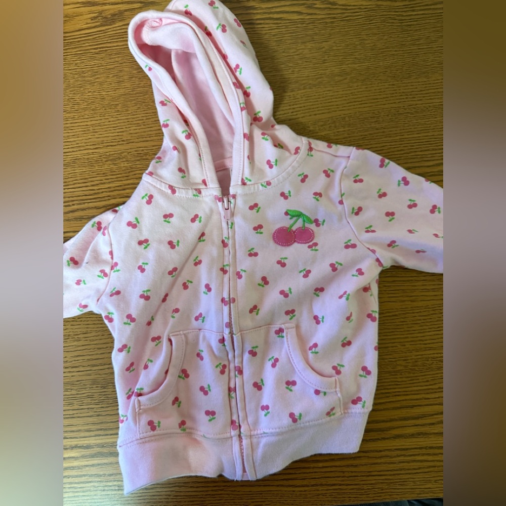 Carter’s 6‎ month light weight jacket - zipper; cherry design; hood